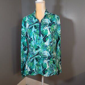 Tommy Bahama Azure Lagoon Long Sleeve 1/4 Zip Pull Over Golf Shirt Size XL